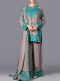 SMT W35 - Embroidered 3pc linen dress with embroidered Linen dupatta.