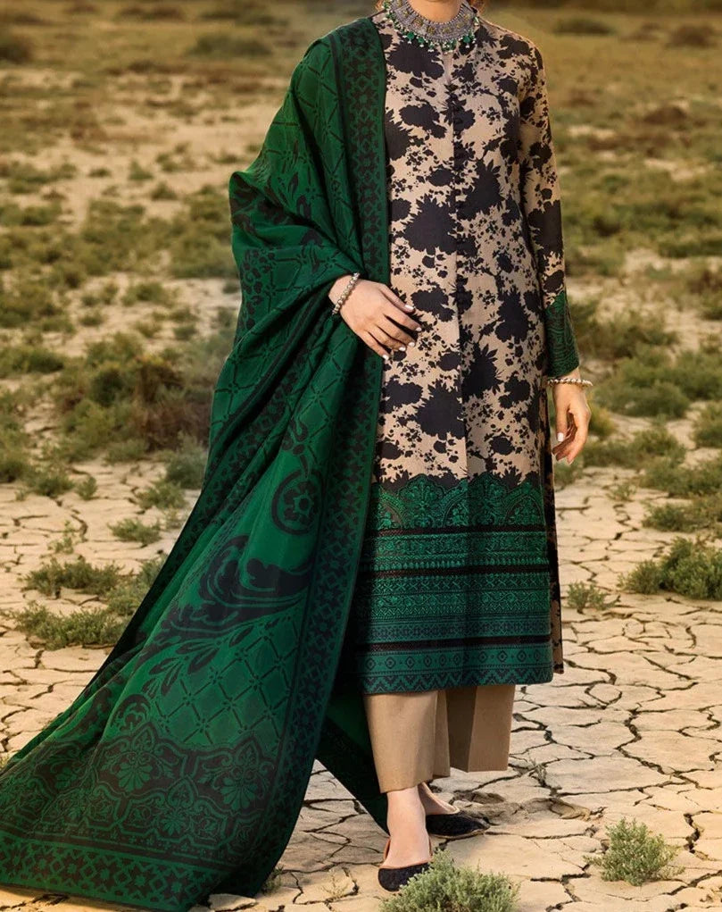 SMT W255- Digital Printed 3pc linen dress with Printed Linen dupatta.