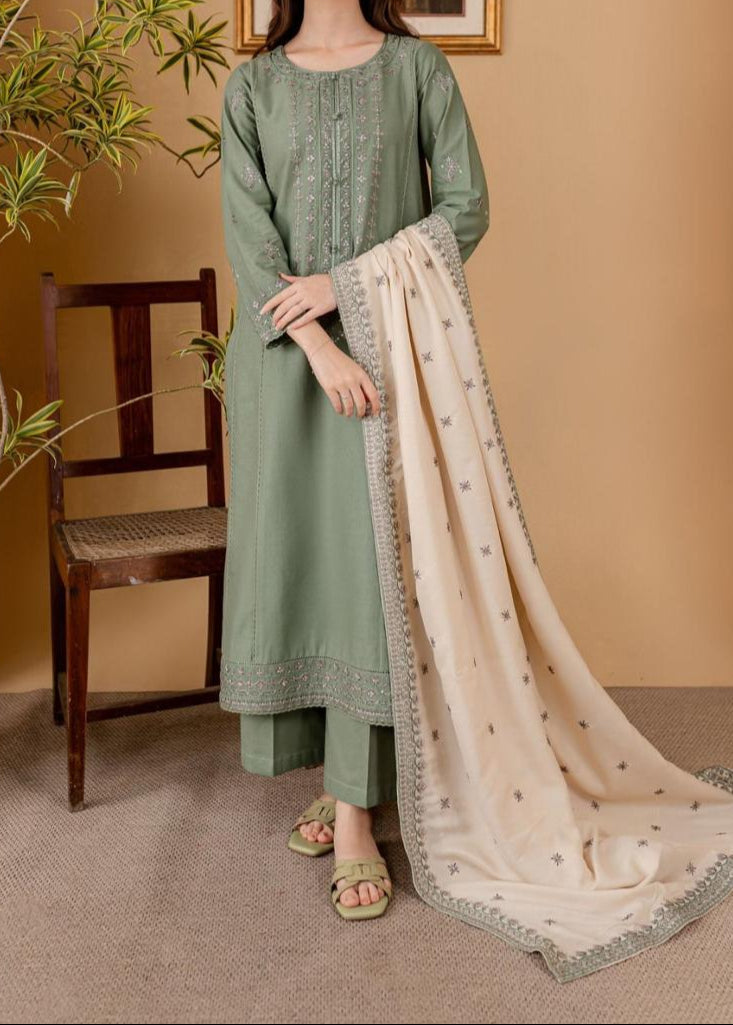 SMT S906-Embroidered 3PC Lawn Dress With Embroidered Lawn Dupatta.