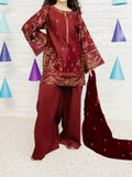 SMT S529-Embroidered 3pc lawn dress with Embroidered Organza Dupatta.