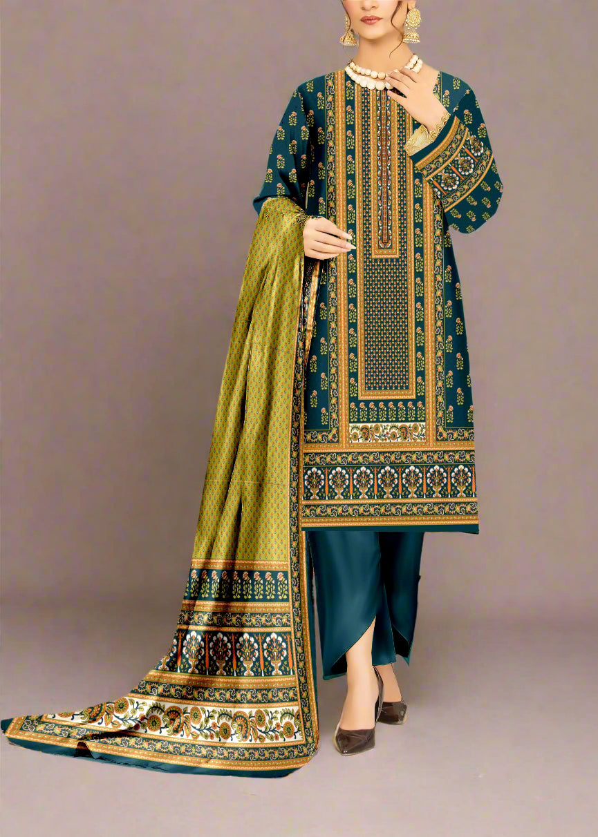 SMT S1037-Digital Printed 3pc Lawn Dress with Digital Printed Lawn Dupatta.