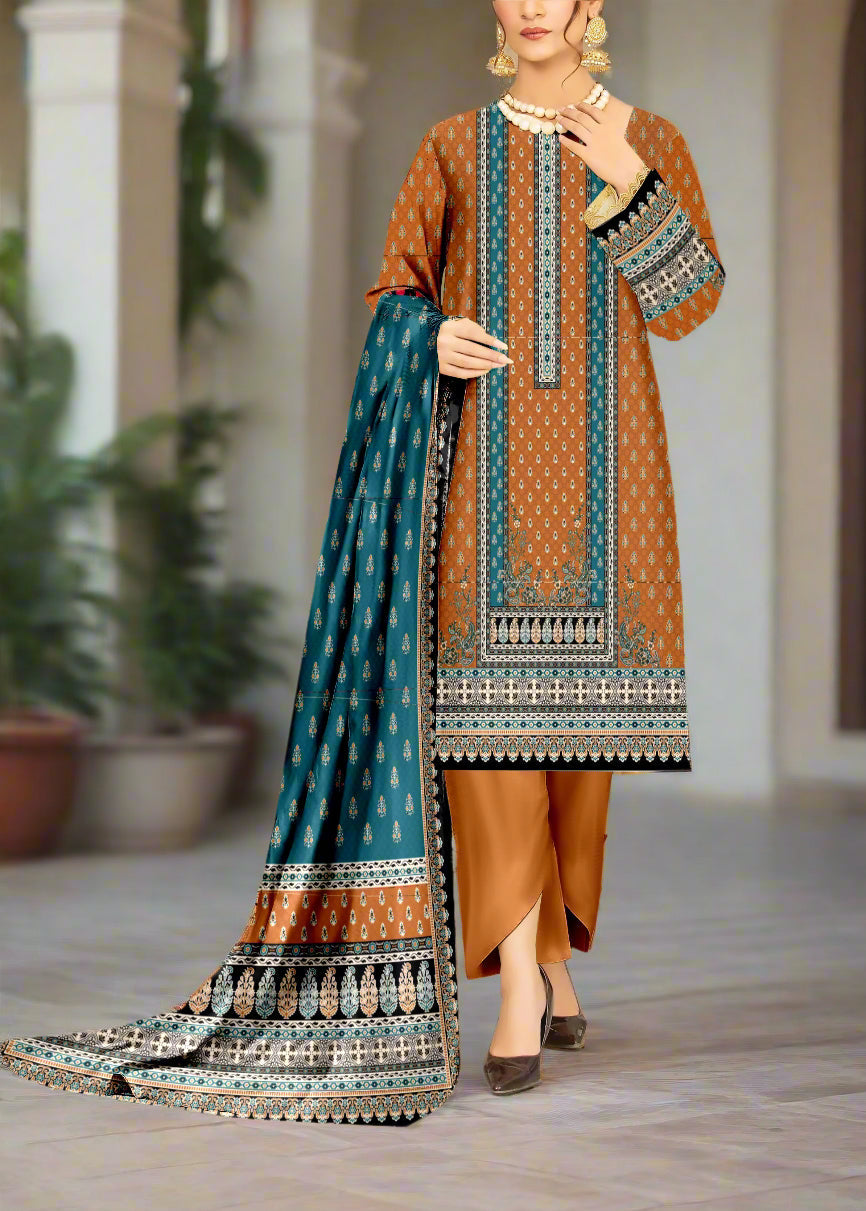 SMT S1040-Digital Printed 3pc Lawn Dress with Digital Printed Lawn Dupatta.