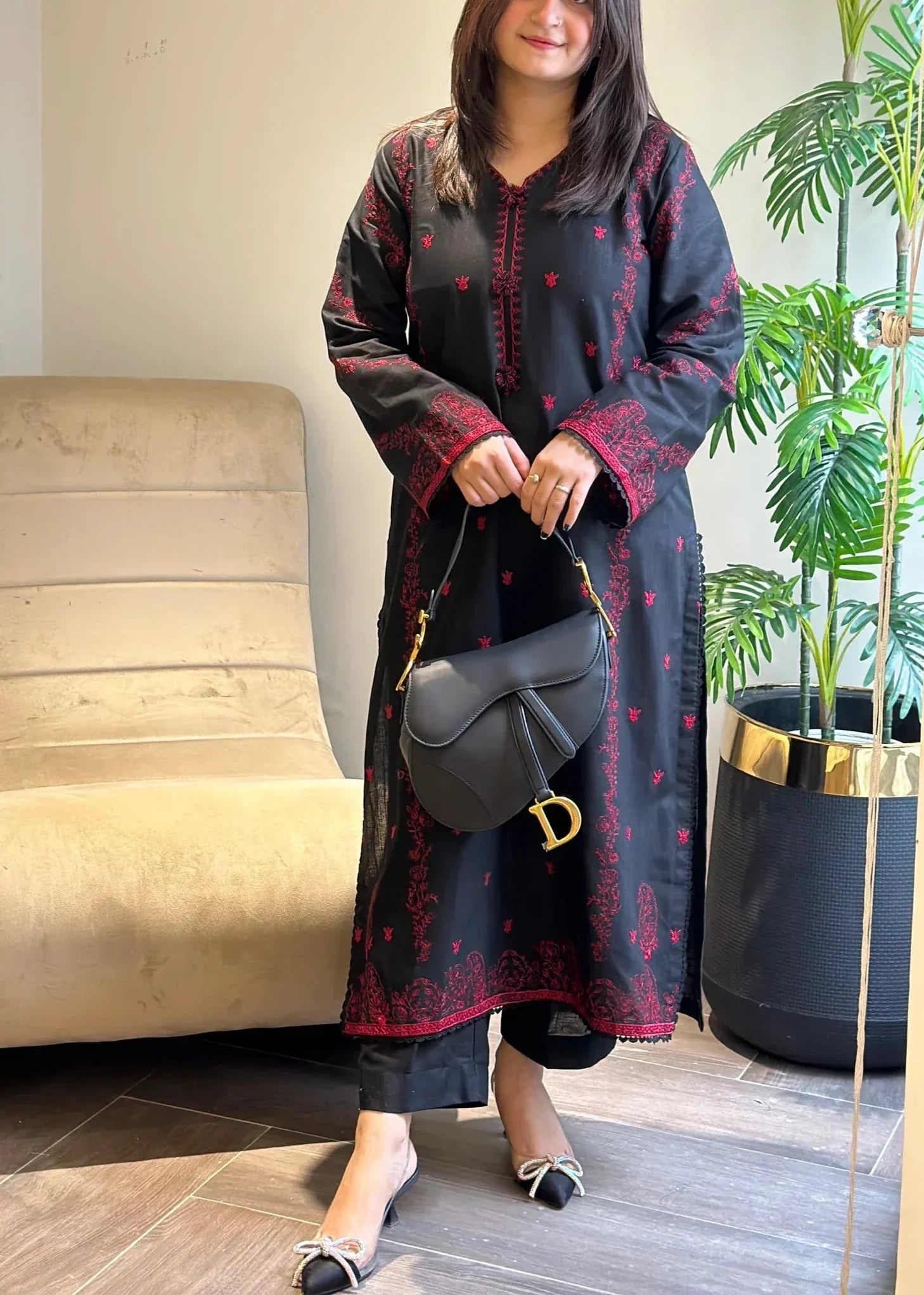 SMT Z-(W535)- Stitched Embroidered 2Pc khaddar Dress.