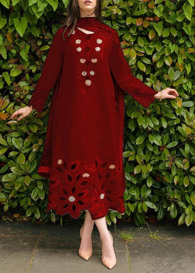 SMT Z(S1016)- Stitched Embroidered 3pc Lawn dress with Printed Munar Dupatta.