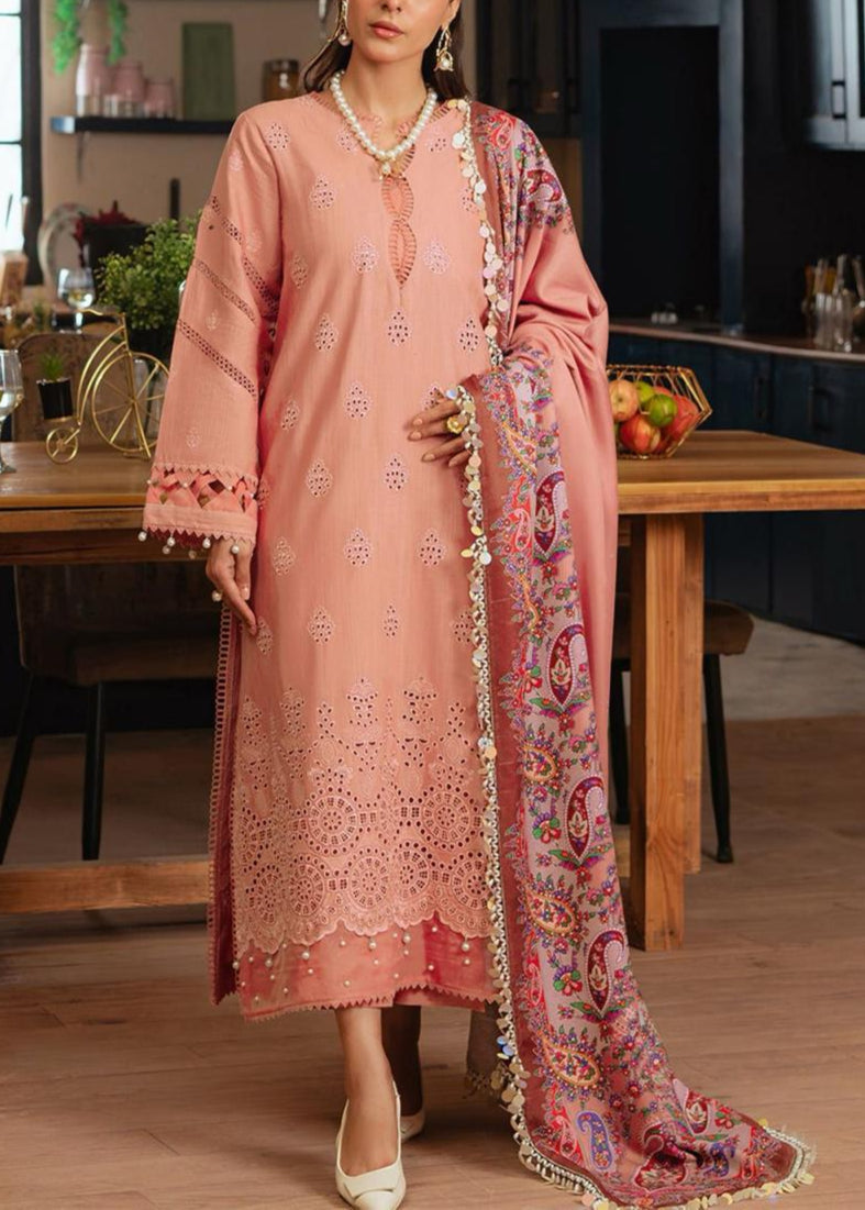 SMT S952-Embroidered 3PC CHIKANKARI Lawn Dress With Printed Munar Dupatta.