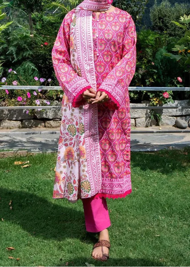 SMT W870 - Digital Printed 3pc Karandi Dress With Digital Printed Karandi Shawl.