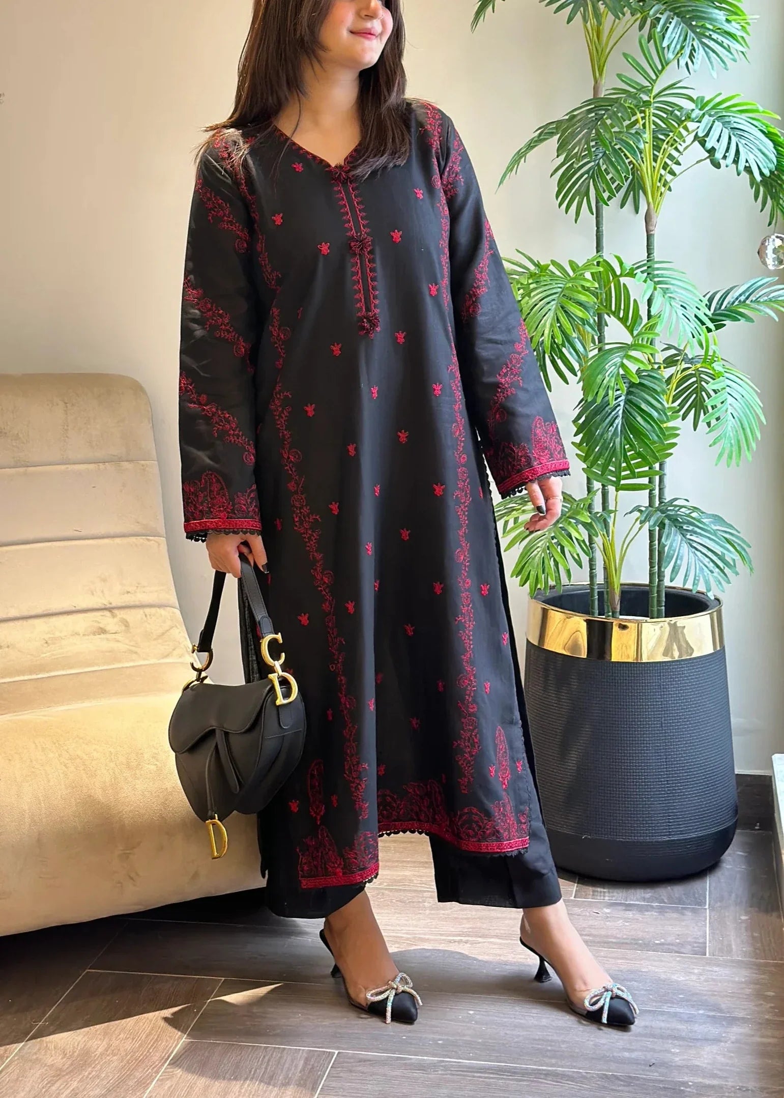SMT W535-Embroidered 2Pc khaddar Dress.