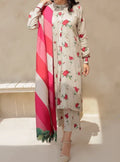 SMT W356-Printed 3pc karandi dress with Printed Shawl.
