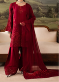 SMT W933-Embroidered 3pc Marina Dress With Embroidered Chiffon Dupatta.