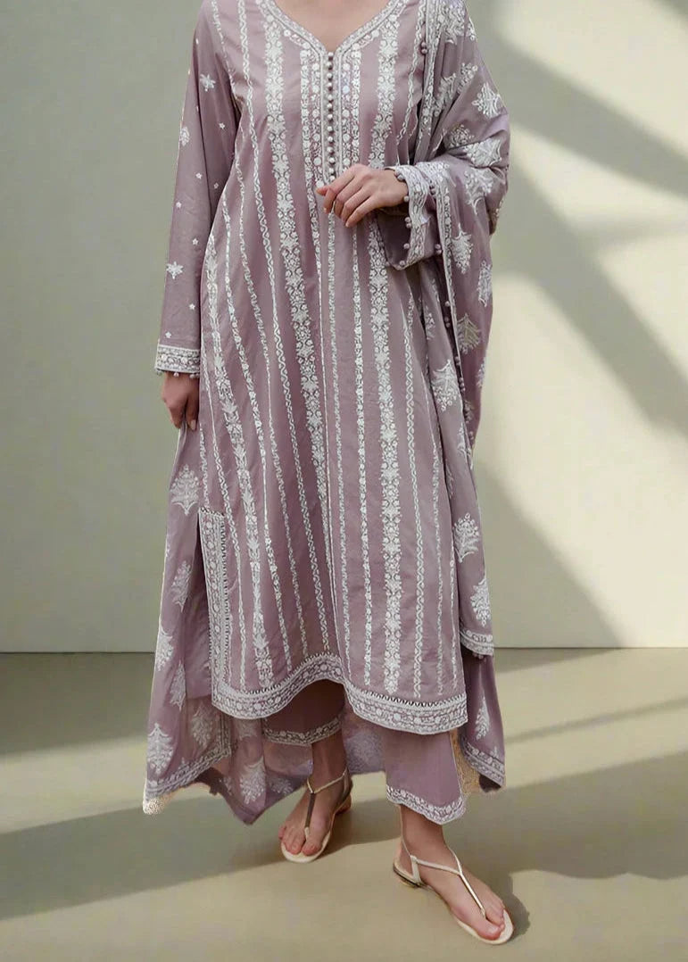 SMT S1269-Embroidered 3pc Lawn Dress With Embroidered Chiffon Dupatta.