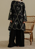SMT W744-Embroidered 3pc Marina Dress With Printed Shawl.
