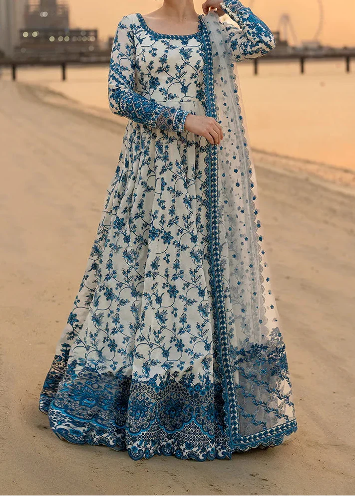 SMT S1493-Embroidered 3pc Lawn Dress With Printed Lawn Dupatta.