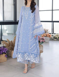 SMT S763-Embroidered 3pc organza dress with Embroidered organza duppata.