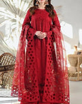 SMT S632-Embroidered 3PC Chickan Lawn with Embroidered Organza dupatta.