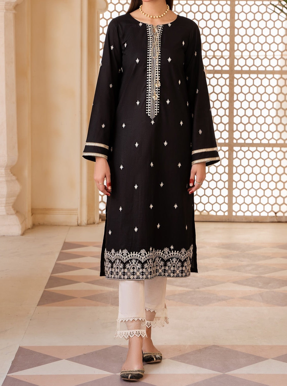 SMT S748-Embroidered 2pc lawn dress