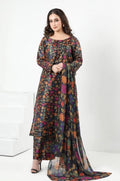 SMT S56-Digital Printed 3pc silk dress with Printed organza dupatta.