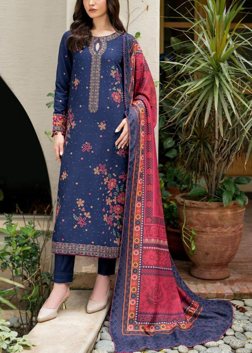 SMT S966-Embroidered 3PC Lawn Dress With Printed Munar Dupatta.