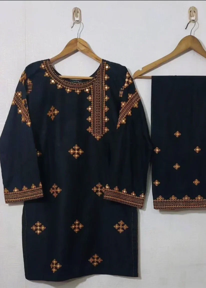 SMT W487-Embroidered 2pc khaddar dress.