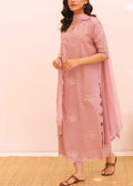 SMT S883-Embroidered 3pc Lawn Dress with Embroidered Munar Dupatta.