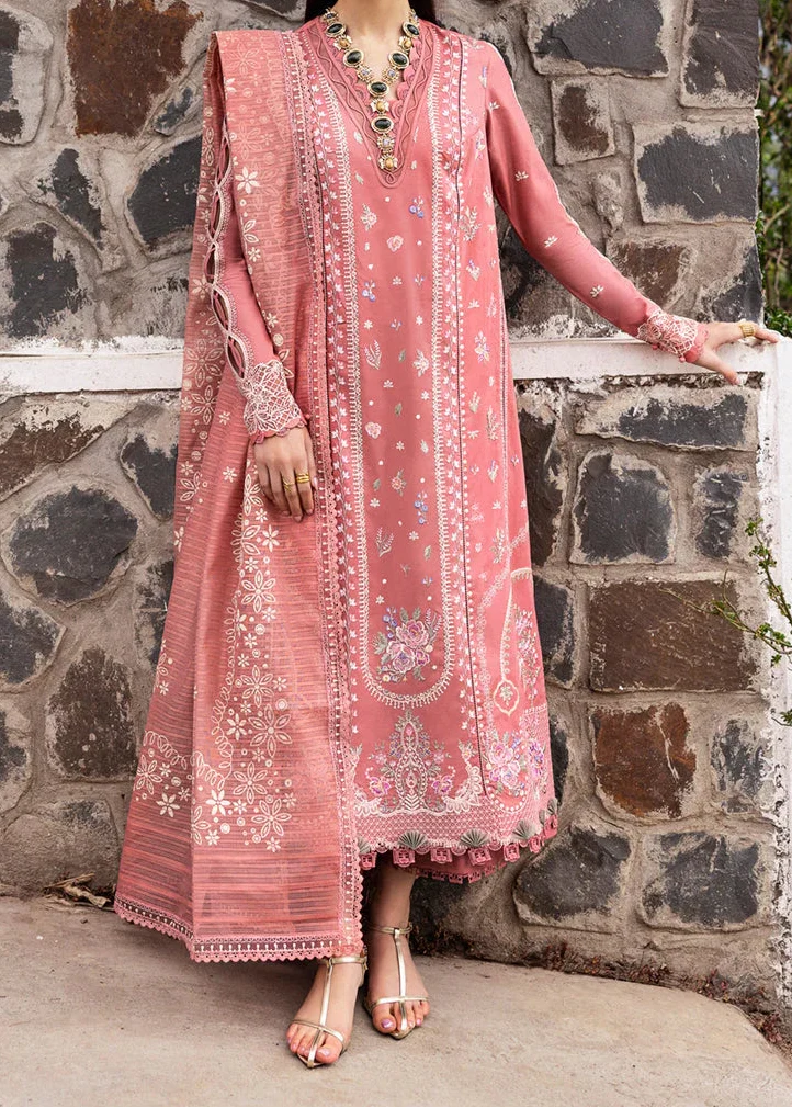 SMT W1019-Embroidered 3pc Marina Dress With Printed Shawl.