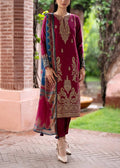 SMT W599-Embroidered 3pc Marina Dress With Printed Shawl.