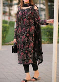SMT S228-Embroided 3pc linen dress with embroidered chiffon dupatta.