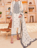 SMT S528-Embroidered 3pc lawn dress with Embroidered Net Dupatta.