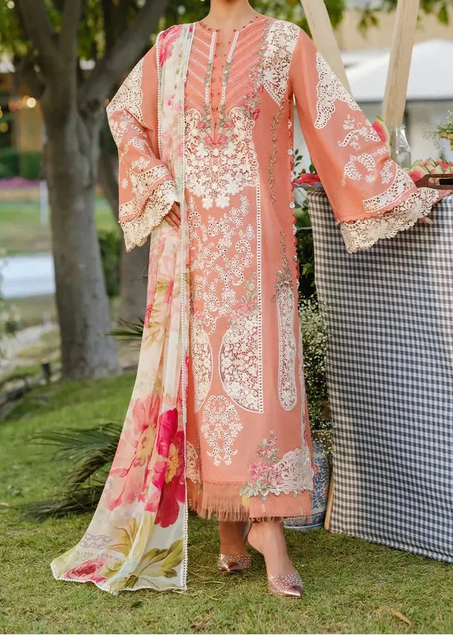SMT S1392 - Embroidered 3pc CHIKANKARI Lawn Dress With Printed Lawn Dupatta.