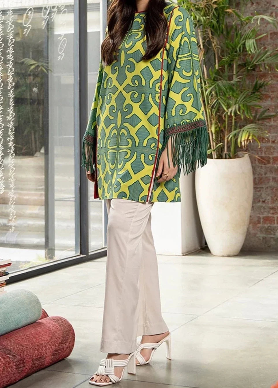 SMT W234- Printed 2pc soft crepe dress