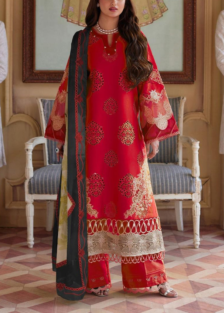 SMT S970-Embroidered 3PC CHIKANKARI Lawn Dress With Printed Munar Dupatta.