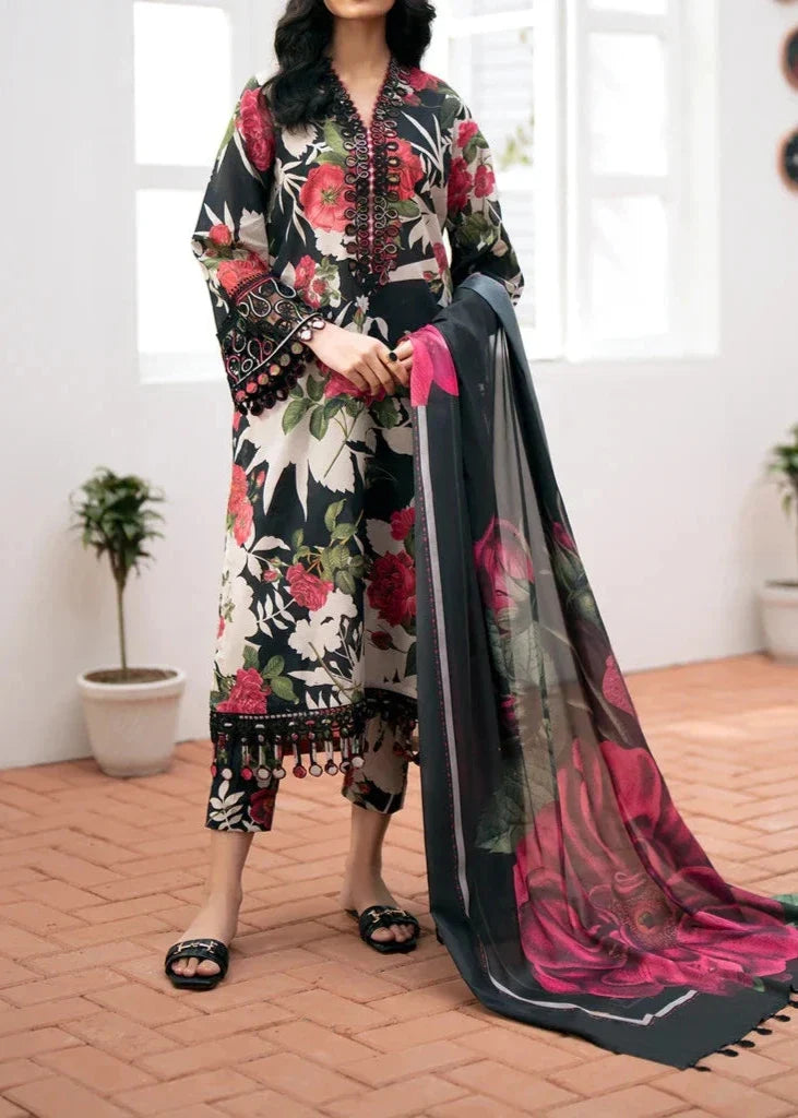 SMT W467-Printed 3pc karandi Dress With Printed karandi Shawl.