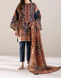 SMT W254- Digital Printed 3pc linen dress with Printed Linen dupatta.