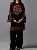 SMT W267- Embroidered 2pc linen dress.