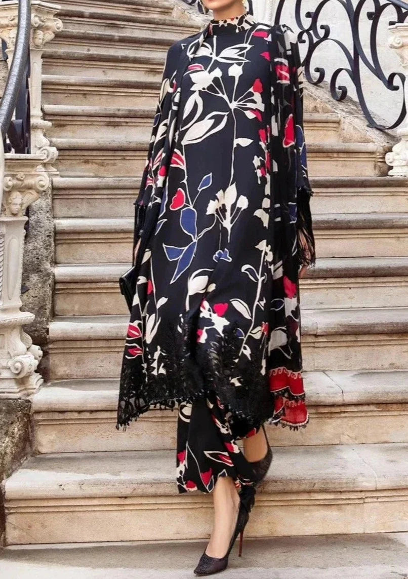 SMT S646-Printed 3pc Lawn dress with Printed silk dupatta.
