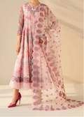 SMT S1335 - Printed & Embroidered 3pc Lawn Dress With Embroidered Chiffon Dupatta.
