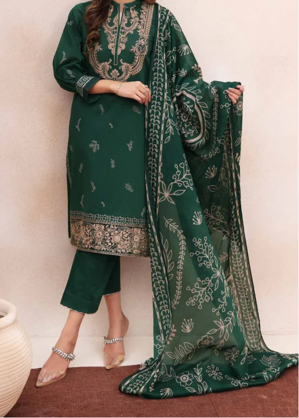 SMT W706-Embroidered 3pc Marina Dress With Printed Shawl