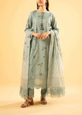SMT S876-Embroidered 3pc Lawn Dress with Embroidered Munar Dupatta.