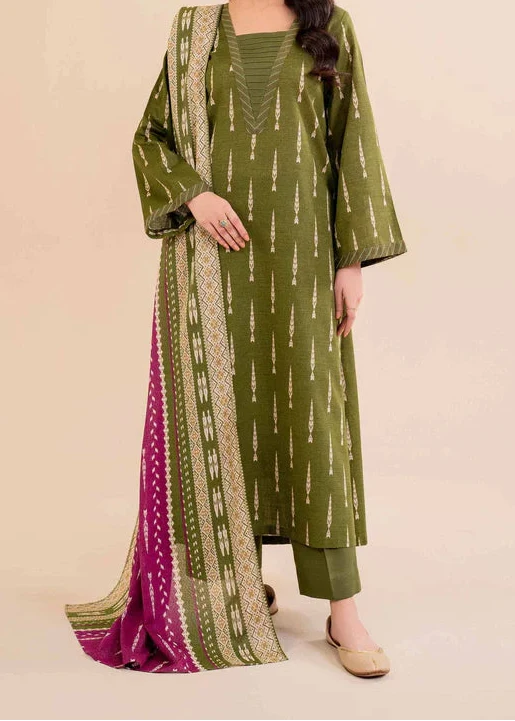 SMT W815 - Digital Printed 3pc Karandi Dress With Digital Printed Karandi Shawl.