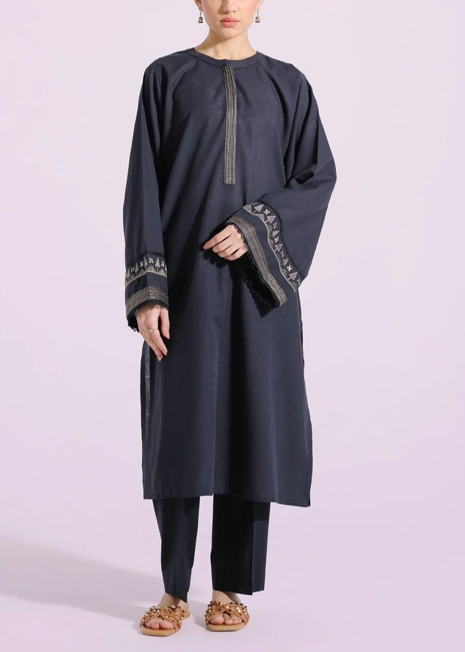 SMT W539-Embroidered 2Pc Khaddar Dress.