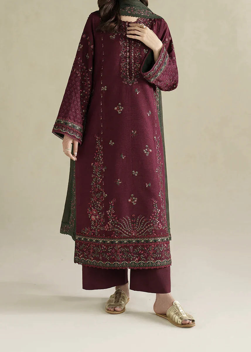 SMT Z-(W976) - Stitched Embroidered 3pc Marina Dress With Printed Shawl.