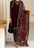 SMT W999-Embroidered Sequence 3pc Velvet Dress With Embroidered Sequence Chiffon Dupatta.