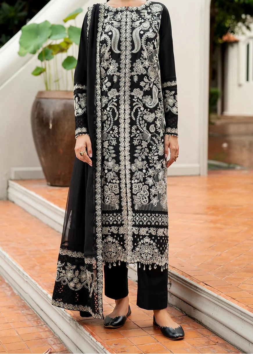 SMT W860-Embroidered 3pc Marina Dress With Embroidered Chiffon Dupatta.