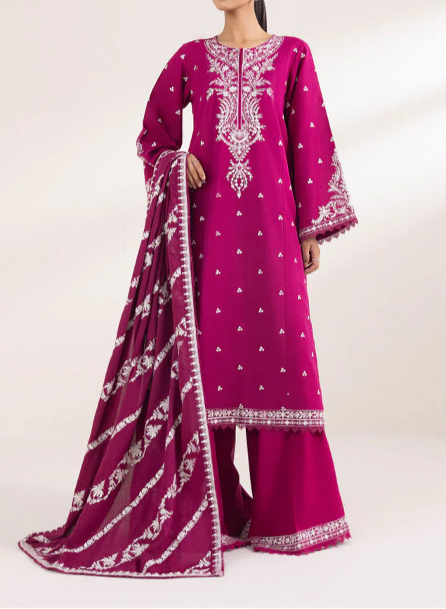SMT S985-Embroidered 3PC Lawn Dress With Printed Munar Dupatta.