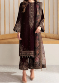SMT W967-Embroidered 3pc Velvet Dress Dress With Printed Organza Dupatta.