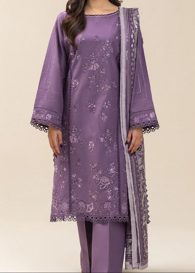 SMT S1402 - Embroidered 3pc Lawn Dress With Printed Voile Dupatta.