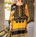 SMT S595-Embroidered 3pc Lawn dress with Printed Chiffon dupatta.