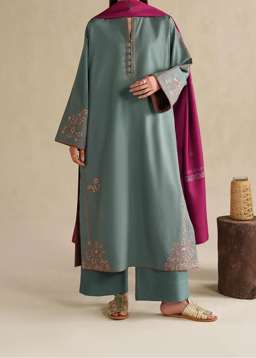 SMT S1325-Embroidered 3pc Lawn Dress With Printed voile Dupatta.