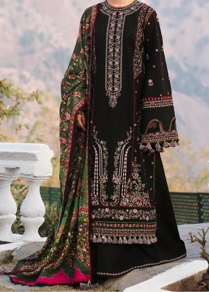 SMT W717-Embroidered CHIKANKARI 3pc Marina Dress With Printed Shawl