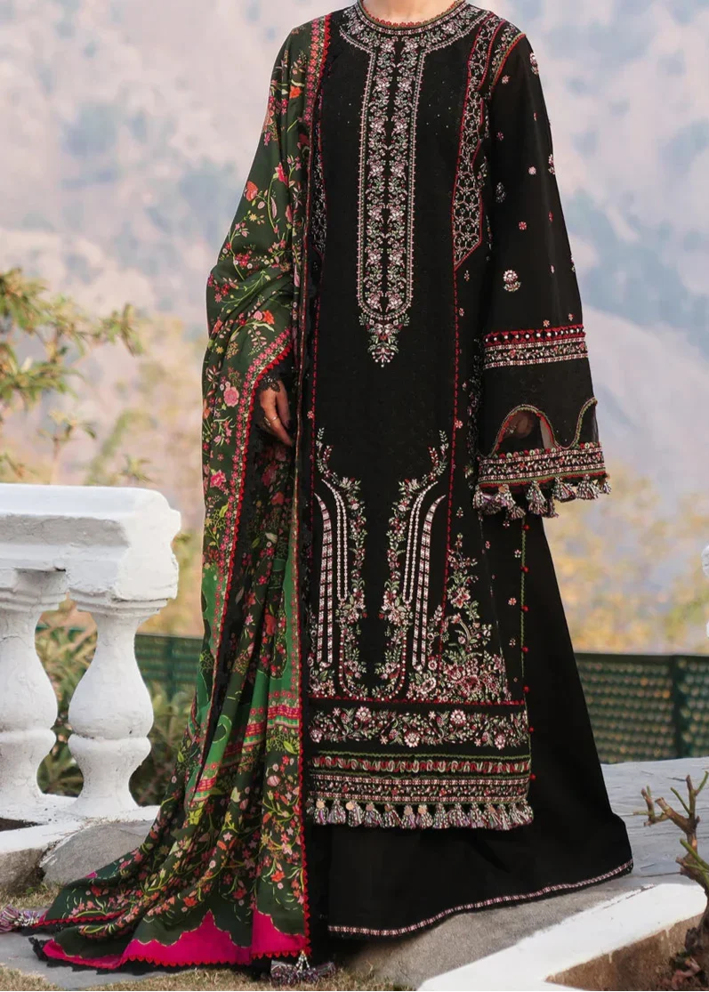 SMT Z-(W717) - Stitched Embroidered CHIKANKARI 3pc Marina Dress With Printed Shawl