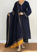 SMT W529-Embroidered 3pc marina dress with Printed Shawl.